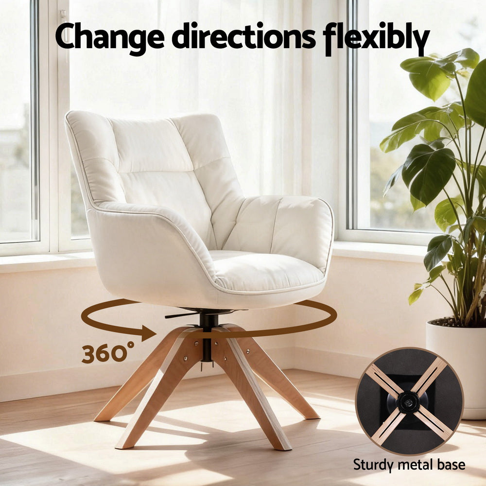 Artiss Swivel Chair Armchair Nursing Velvet White-Furniture > Bar Stools &amp; Chairs > Arm Chairs &amp; Recliners-PEROZ Accessories