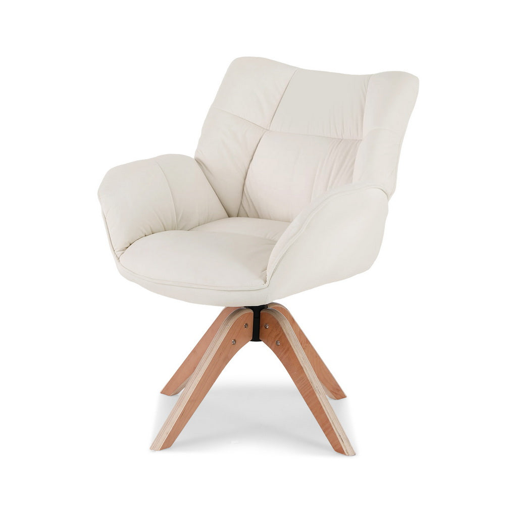 Artiss Swivel Chair Armchair Nursing Velvet White-Furniture > Bar Stools &amp; Chairs > Arm Chairs &amp; Recliners-PEROZ Accessories