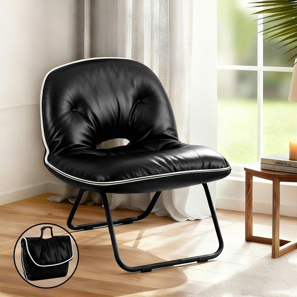 Artiss Foldable Chair 2-In-1 Armchair Lounge Chair Portable Black-Furniture > Bar Stools &amp; Chairs > Arm Chairs &amp; Recliners-PEROZ Accessories