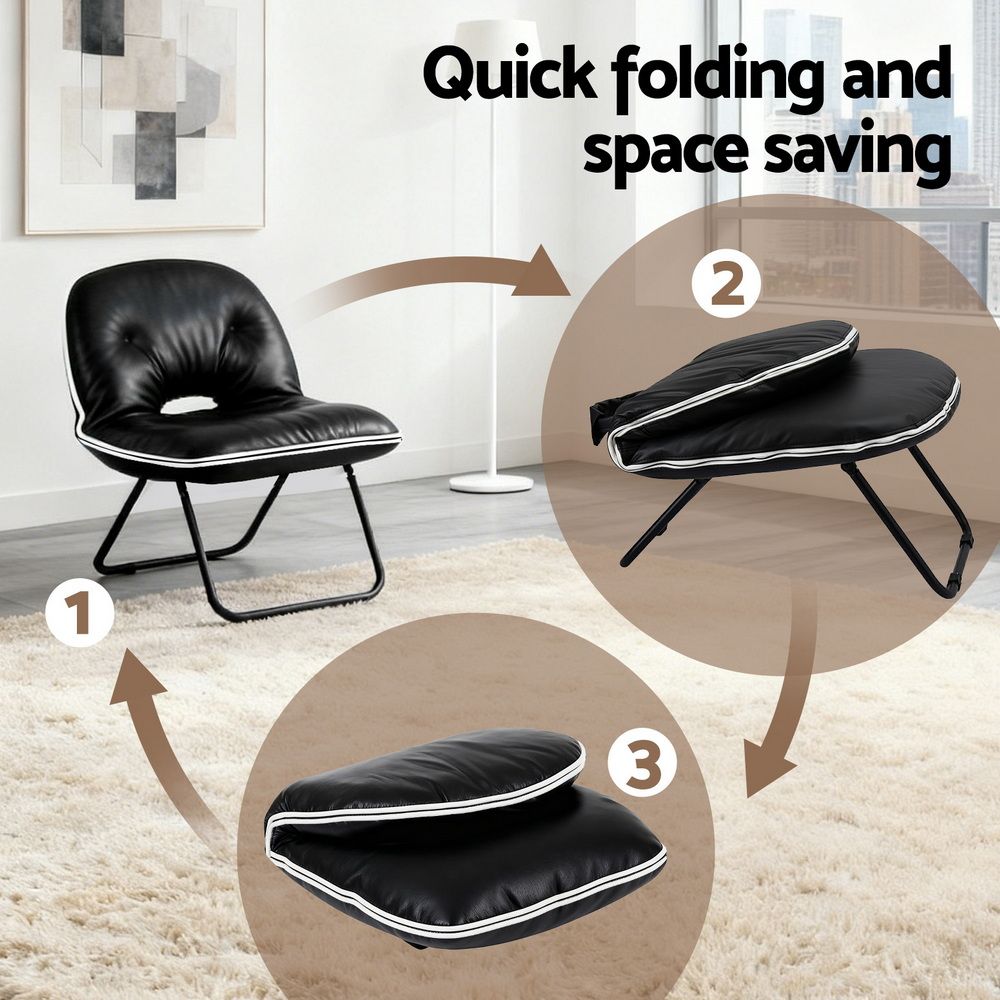 Artiss Foldable Chair 2-In-1 Armchair Lounge Chair Portable Black-Furniture > Bar Stools &amp; Chairs > Arm Chairs &amp; Recliners-PEROZ Accessories
