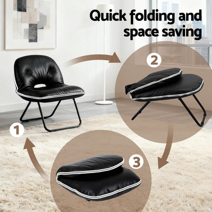 Artiss Foldable Chair 2-In-1 Armchair Lounge Chair Portable Black-Furniture > Bar Stools &amp; Chairs > Arm Chairs &amp; Recliners-PEROZ Accessories