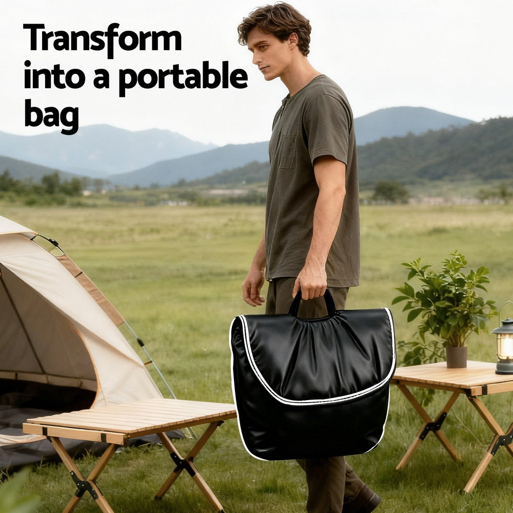 Artiss Foldable Chair 2-In-1 Armchair Lounge Chair Portable Black-Furniture > Bar Stools &amp; Chairs > Arm Chairs &amp; Recliners-PEROZ Accessories