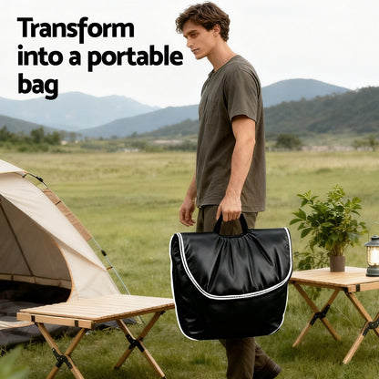 Artiss Foldable Chair 2-In-1 Armchair Lounge Chair Portable Black-Furniture > Bar Stools &amp; Chairs > Arm Chairs &amp; Recliners-PEROZ Accessories