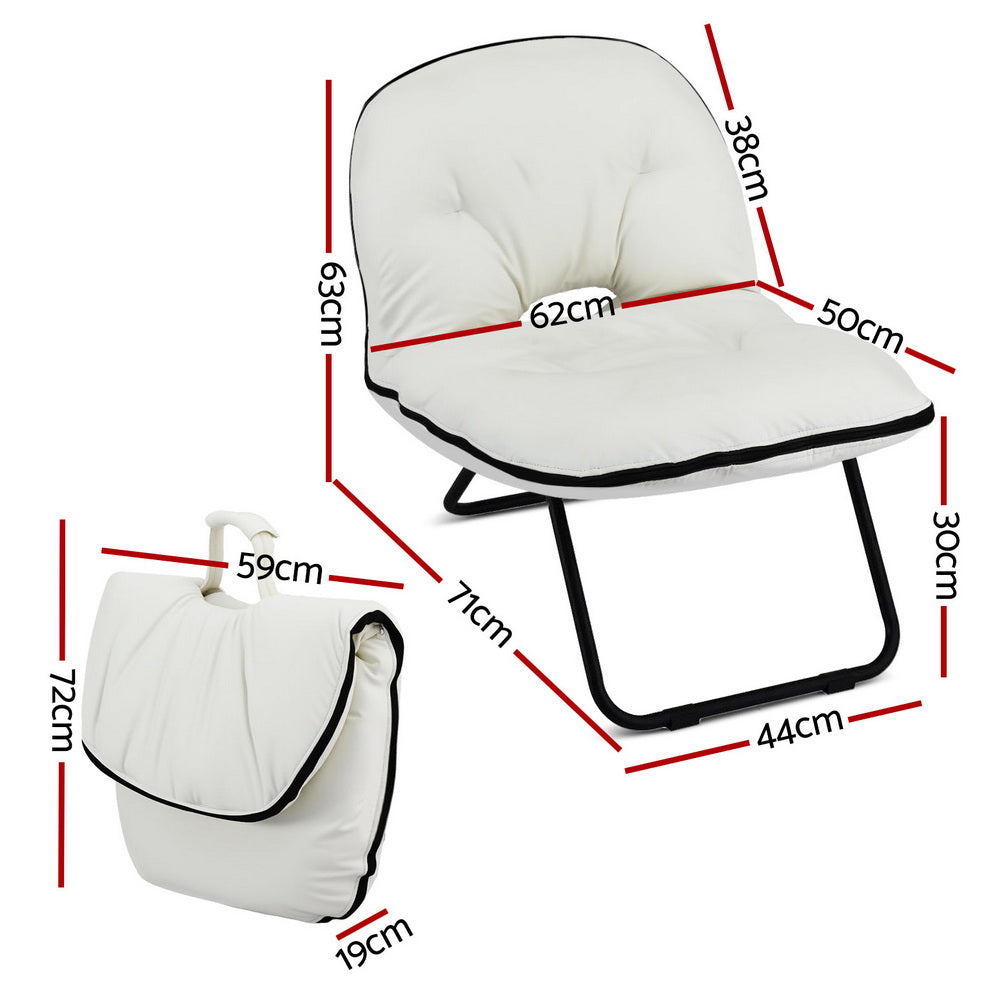 Artiss Foldable Chair 2-In-1 Armchair Lounge Chair Portable White-Furniture > Bar Stools &amp; Chairs > Arm Chairs &amp; Recliners-PEROZ Accessories