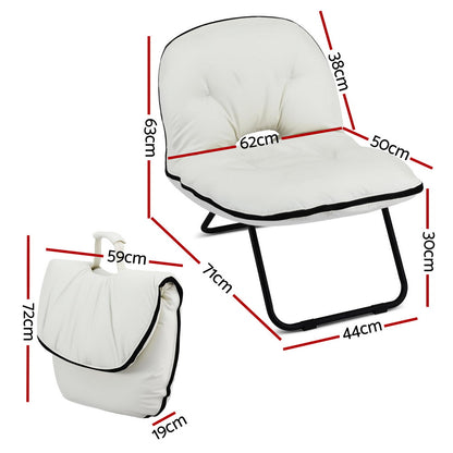 Artiss Foldable Chair 2-In-1 Armchair Lounge Chair Portable White-Furniture > Bar Stools &amp; Chairs > Arm Chairs &amp; Recliners-PEROZ Accessories