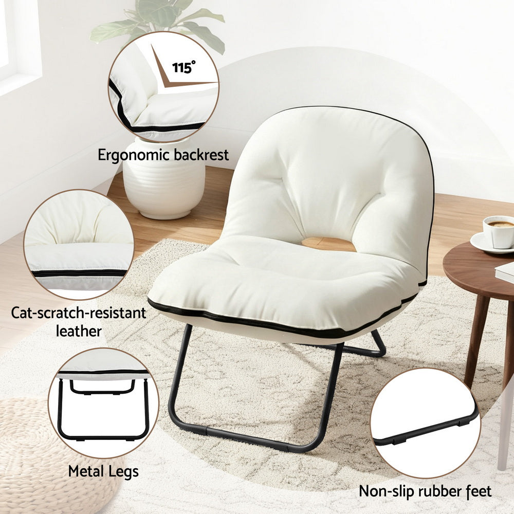 Artiss Foldable Chair 2-In-1 Armchair Lounge Chair Portable White-Furniture > Bar Stools &amp; Chairs > Arm Chairs &amp; Recliners-PEROZ Accessories
