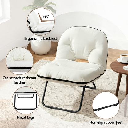Artiss Foldable Chair 2-In-1 Armchair Lounge Chair Portable White-Furniture > Bar Stools &amp; Chairs > Arm Chairs &amp; Recliners-PEROZ Accessories