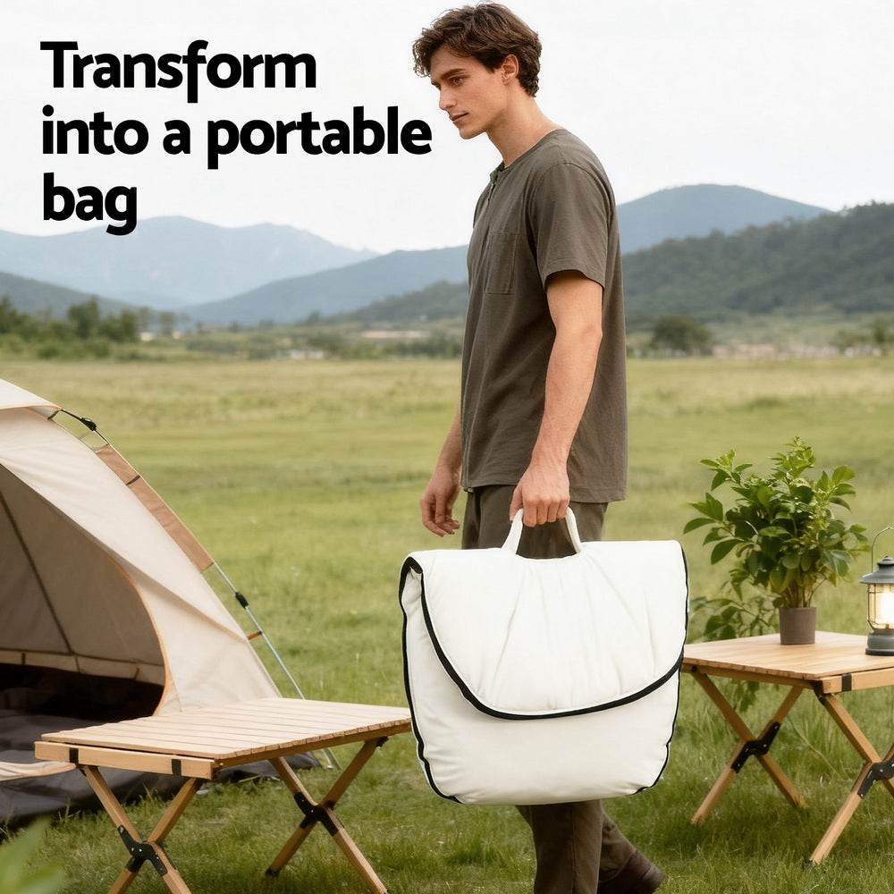 Artiss Foldable Chair 2-In-1 Armchair Lounge Chair Portable White-Furniture > Bar Stools &amp; Chairs > Arm Chairs &amp; Recliners-PEROZ Accessories