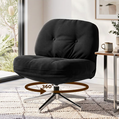 Artiss Swivel Chair Nursing Armchair Lounge Corduroy Steel Star Base Black-Furniture > Bar Stools &amp; Chairs > Arm Chairs &amp; Recliners-PEROZ Accessories