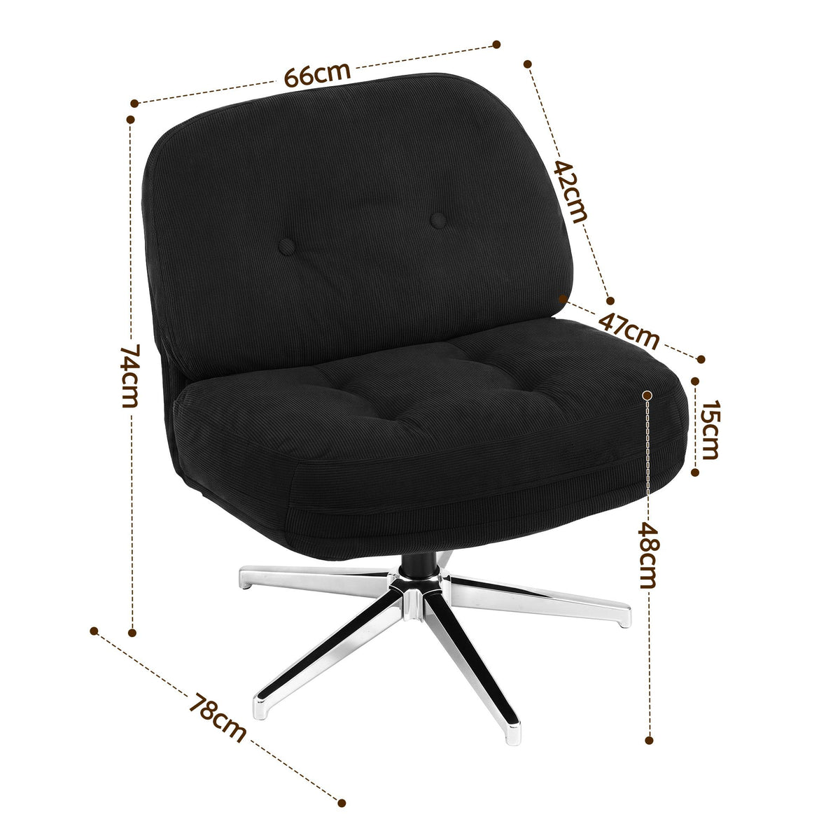 Artiss Swivel Chair Nursing Armchair Lounge Corduroy Steel Star Base Black-Furniture > Bar Stools &amp; Chairs > Arm Chairs &amp; Recliners-PEROZ Accessories