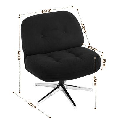 Artiss Swivel Chair Nursing Armchair Lounge Corduroy Steel Star Base Black-Furniture > Bar Stools &amp; Chairs > Arm Chairs &amp; Recliners-PEROZ Accessories
