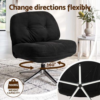 Artiss Swivel Chair Nursing Armchair Lounge Corduroy Steel Star Base Black-Furniture > Bar Stools &amp; Chairs > Arm Chairs &amp; Recliners-PEROZ Accessories