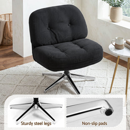 Artiss Swivel Chair Nursing Armchair Lounge Corduroy Steel Star Base Black-Furniture > Bar Stools &amp; Chairs > Arm Chairs &amp; Recliners-PEROZ Accessories