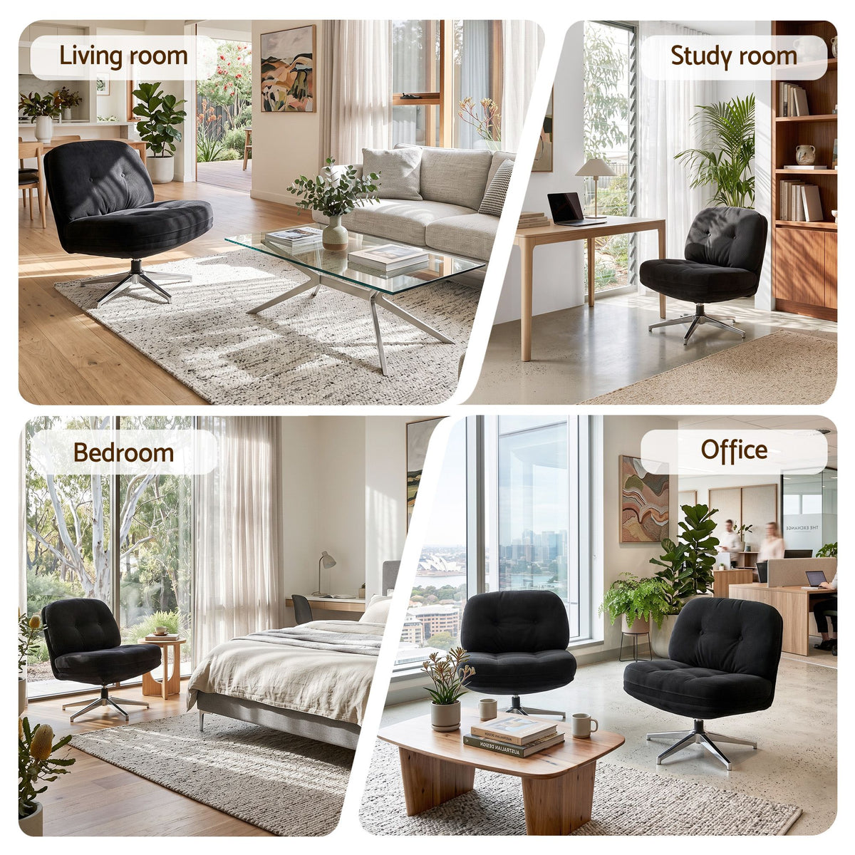 Artiss Swivel Chair Nursing Armchair Lounge Corduroy Steel Star Base Black-Furniture > Bar Stools &amp; Chairs > Arm Chairs &amp; Recliners-PEROZ Accessories