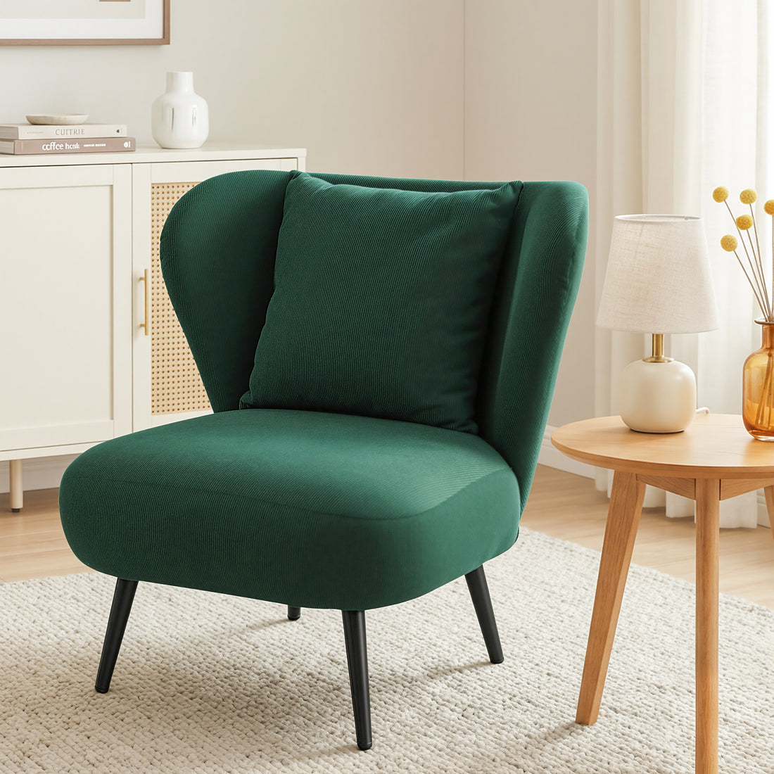 Artiss Armchair Accent Chair Lounge Tub Sofa Couch Corduroy Velvet Green-Furniture > Bar Stools &amp; Chairs > Arm Chairs &amp; Recliners-PEROZ Accessories