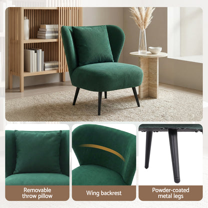 Artiss Armchair Accent Chair Lounge Tub Sofa Couch Corduroy Velvet Green-Furniture > Bar Stools &amp; Chairs > Arm Chairs &amp; Recliners-PEROZ Accessories