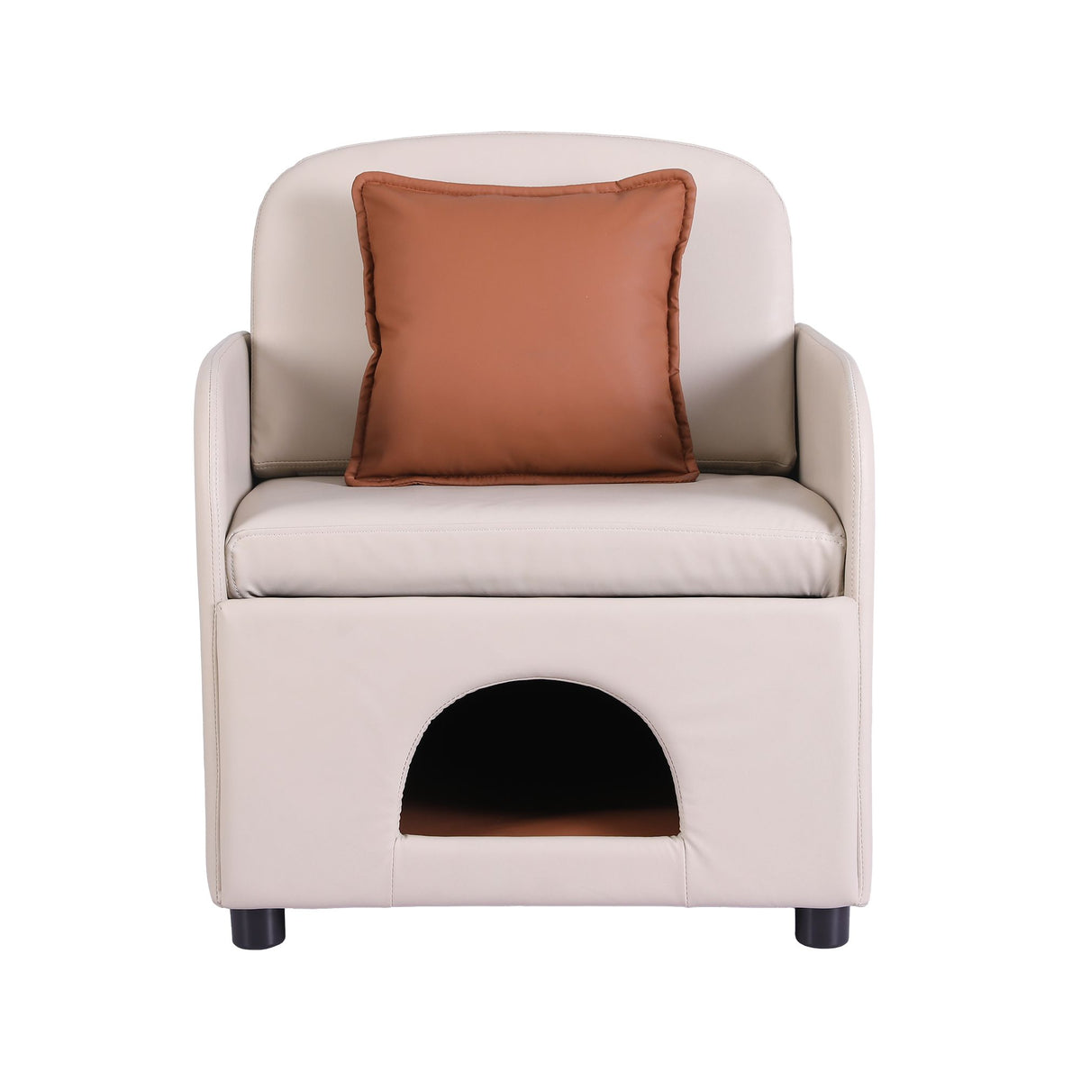 Artiss Armchair PU Leather Pet Accent Lounge Chair Cushion Beige-Furniture > Bar Stools &amp; Chairs > Arm Chairs &amp; Recliners-PEROZ Accessories