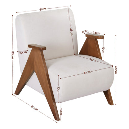 Artiss Armchair Accent Chair Sturdy Upholstered Solid Wood Chenille Fabric White-Furniture > Bar Stools &amp; Chairs > Arm Chairs &amp; Recliners-PEROZ Accessories