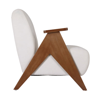 Artiss Armchair Accent Chair Sturdy Upholstered Solid Wood Chenille Fabric White-Furniture > Bar Stools &amp; Chairs > Arm Chairs &amp; Recliners-PEROZ Accessories