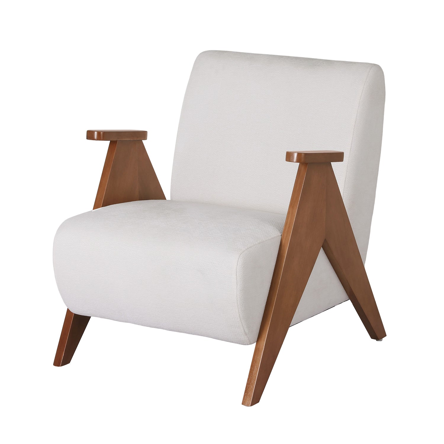 Artiss Armchair Accent Chair Sturdy Upholstered Solid Wood Chenille Fabric White-Furniture > Bar Stools &amp; Chairs > Arm Chairs &amp; Recliners-PEROZ Accessories