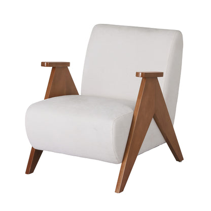 Artiss Armchair Accent Chair Sturdy Upholstered Solid Wood Chenille Fabric White-Furniture > Bar Stools &amp; Chairs > Arm Chairs &amp; Recliners-PEROZ Accessories