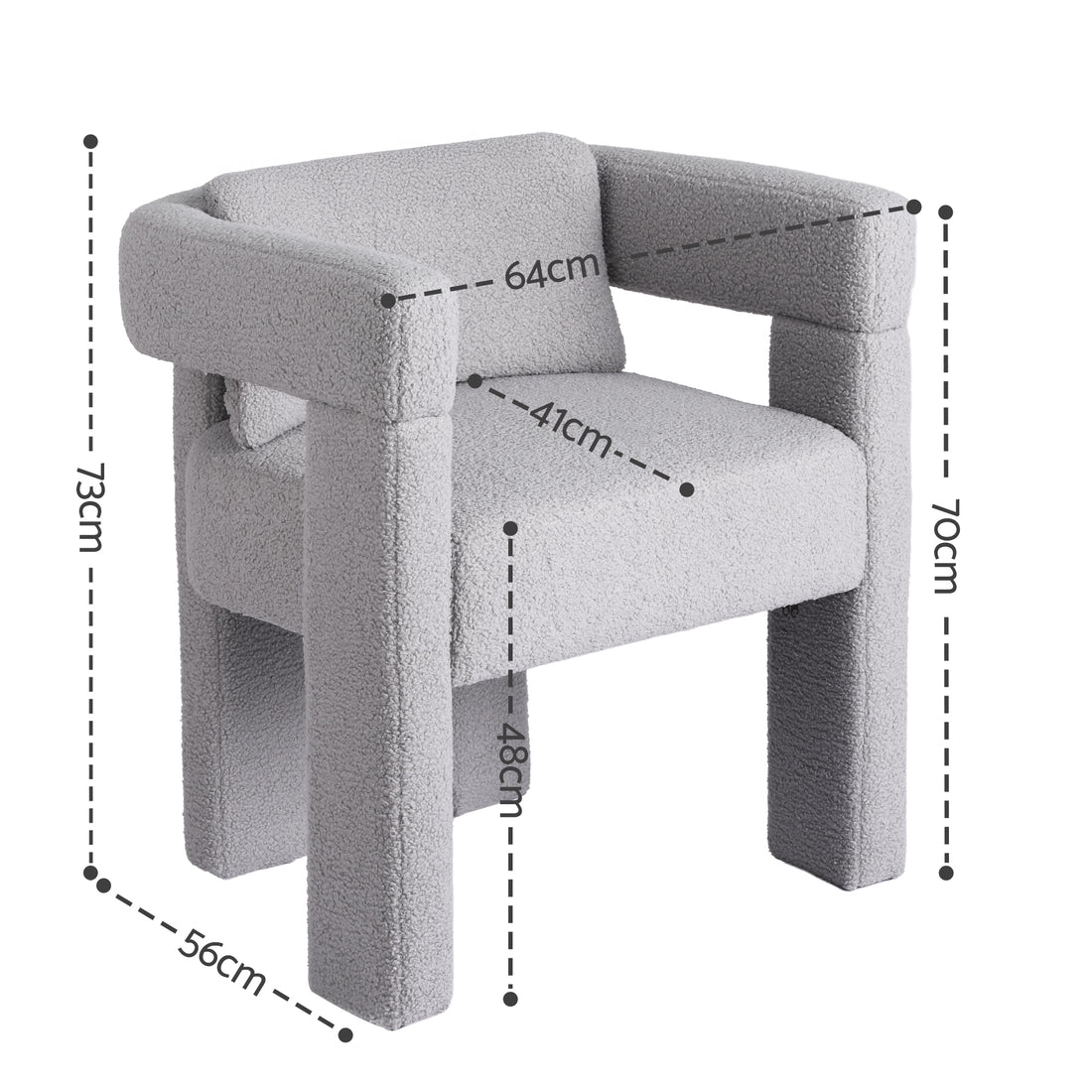 Artiss Armchair Accent Chair Lounge Sofa Couch Boucle Fabric Grey-Furniture > Bar Stools &amp; Chairs > Arm Chairs &amp; Recliners-PEROZ Accessories