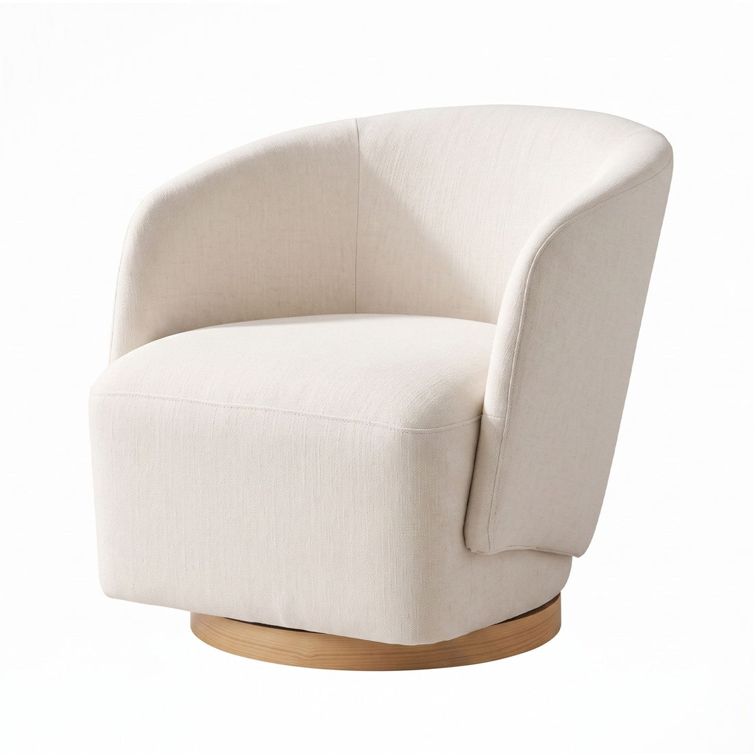 Artiss Swivel Armchair 360° Curved Accent Chair Linen Fabric Beige-Furniture > Bar Stools &amp; Chairs > Arm Chairs &amp; Recliners-PEROZ Accessories