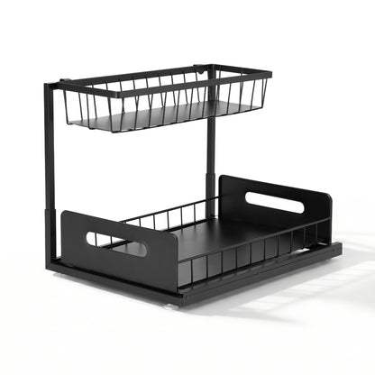 Artiss Under Sink Organizer Storage L Shape 1 Pull Out Drawers Kitchen Cabinet Shelf-Furniture > Bathroom > Bathroom Cabinets, Cupboards &amp; Storage-PEROZ Accessories