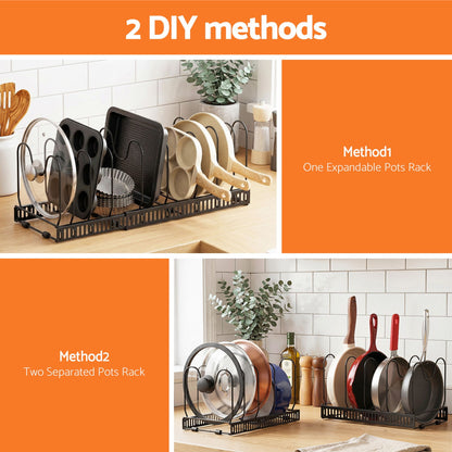 Artiss Expandable Pots and Pans Organizer Rack Cookware Holder Kitchen Cabinet Rack-Furniture > Bathroom > Bathroom Cabinets, Cupboards &amp; Storage-PEROZ Accessories