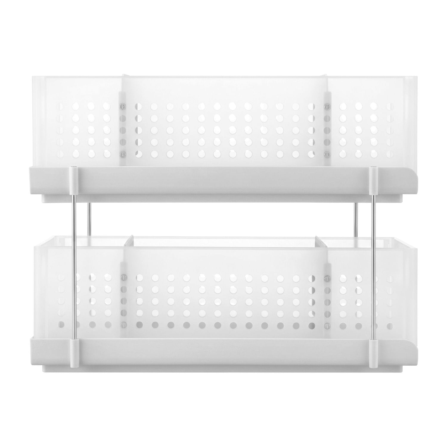 Artiss Under Sink Organizer 2 Tier Pull Out Drawer with Removable Baskets &amp; Divider White
