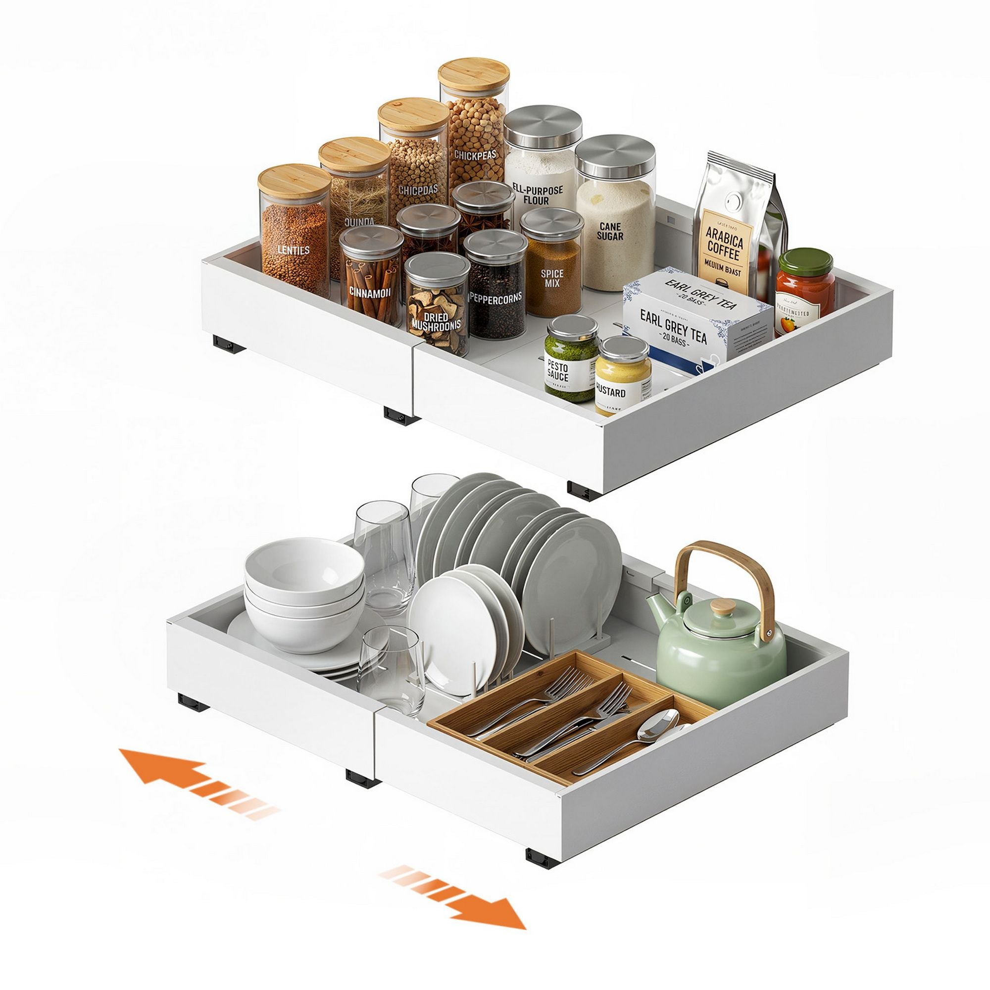 Artiss 2 Pack Pull Out Drawers for Cabinets Expandable Cabinet Organizer White-Furniture > Bathroom > Bathroom Cabinets, Cupboards &amp; Storage-PEROZ Accessories