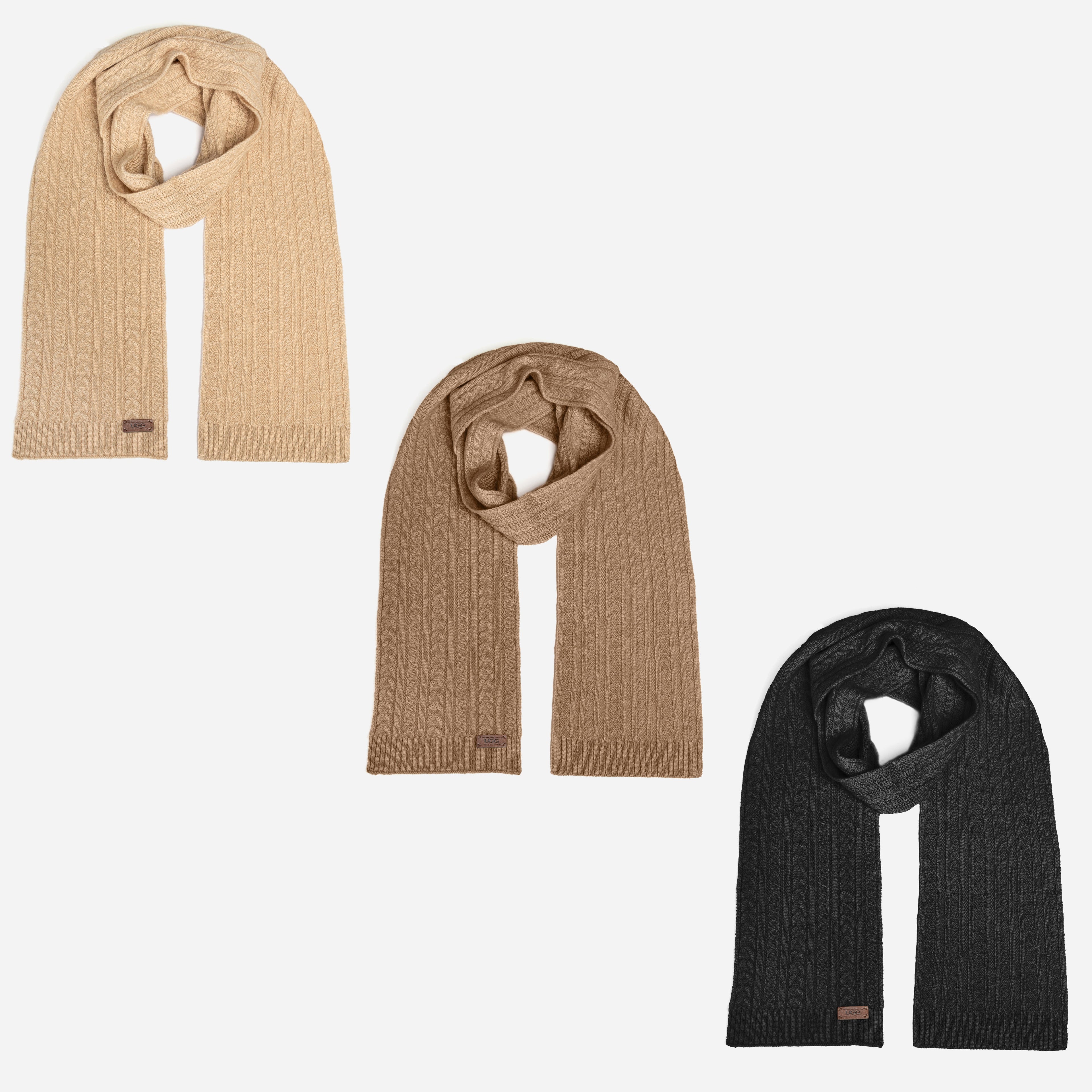 Ugg Cable Knit Pure Cashmere Scarf-PEROZ Accessories