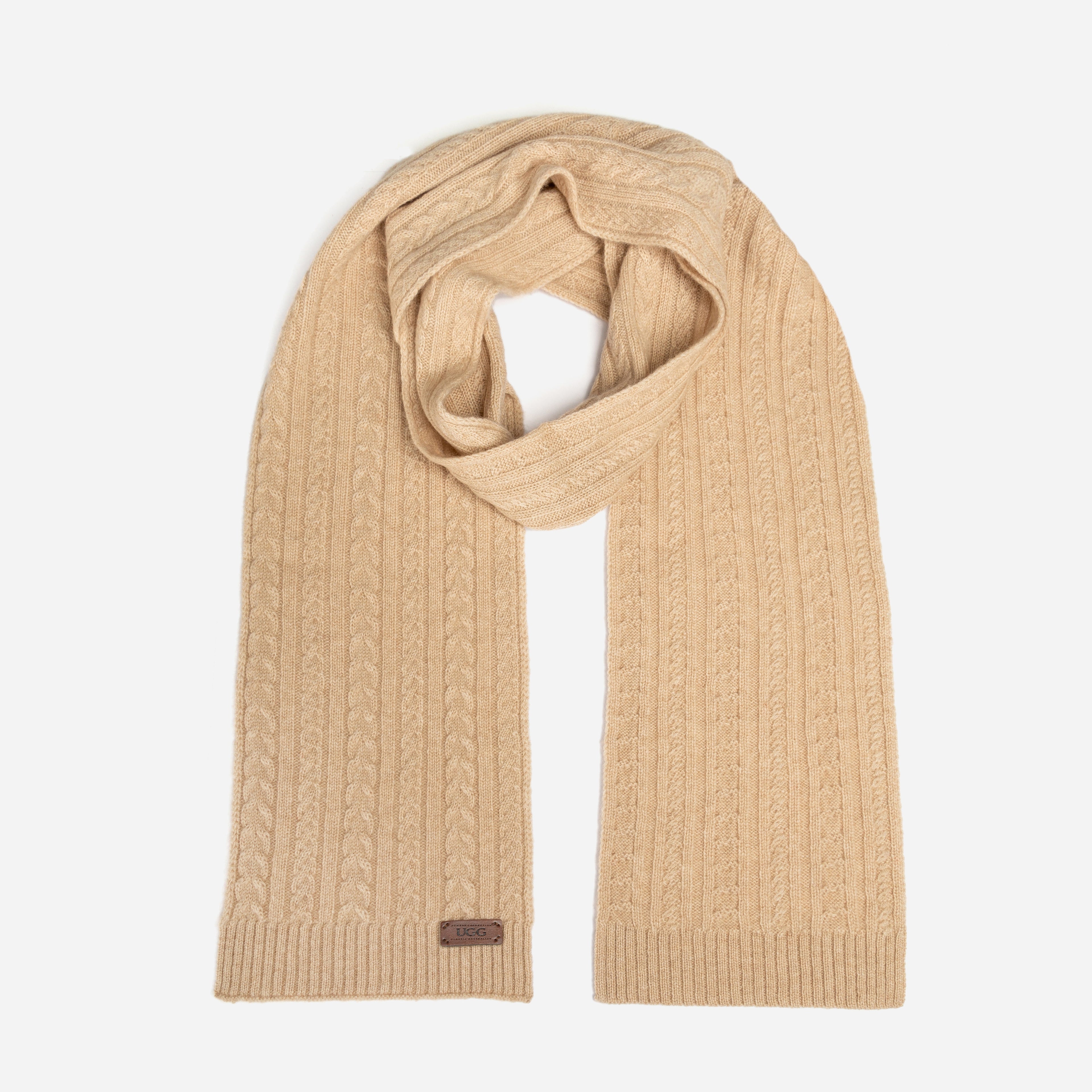 Ugg Cable Knit Pure Cashmere Scarf-PEROZ Accessories