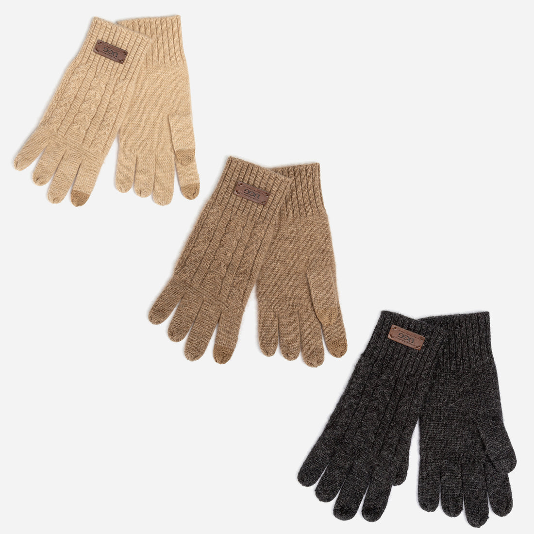 Ugg Cable Knit Pure Cashmere Touch Screen Gloves-PEROZ Accessories