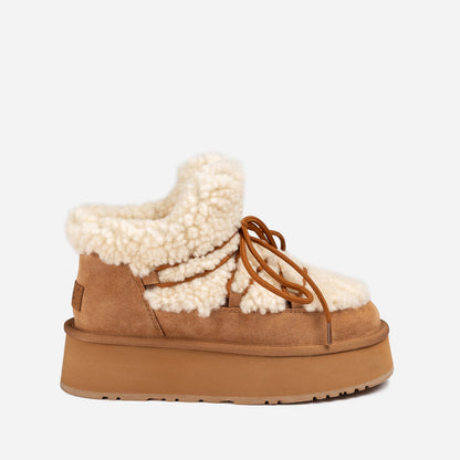 Ugg Classic Fluffy Lace-Up Platform Mini Snow Boots (4.5cm) (Water Resistant)-PEROZ Accessories