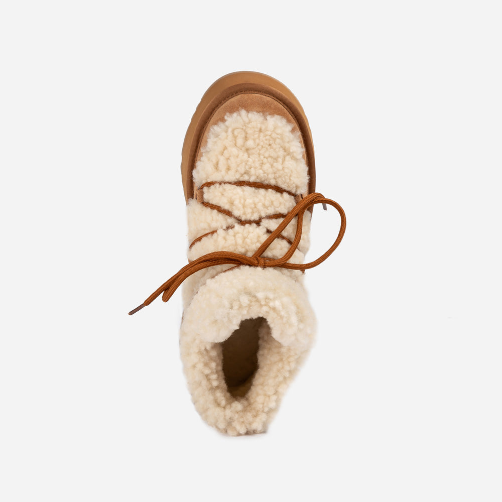 Ugg Classic Fluffy Lace-Up Platform Mini Snow Boots (4.5cm) (Water Resistant)-PEROZ Accessories