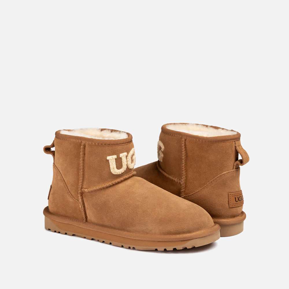 Ugg Classic Knit Logo Mini Boots (Water Resistant)-PEROZ Accessories