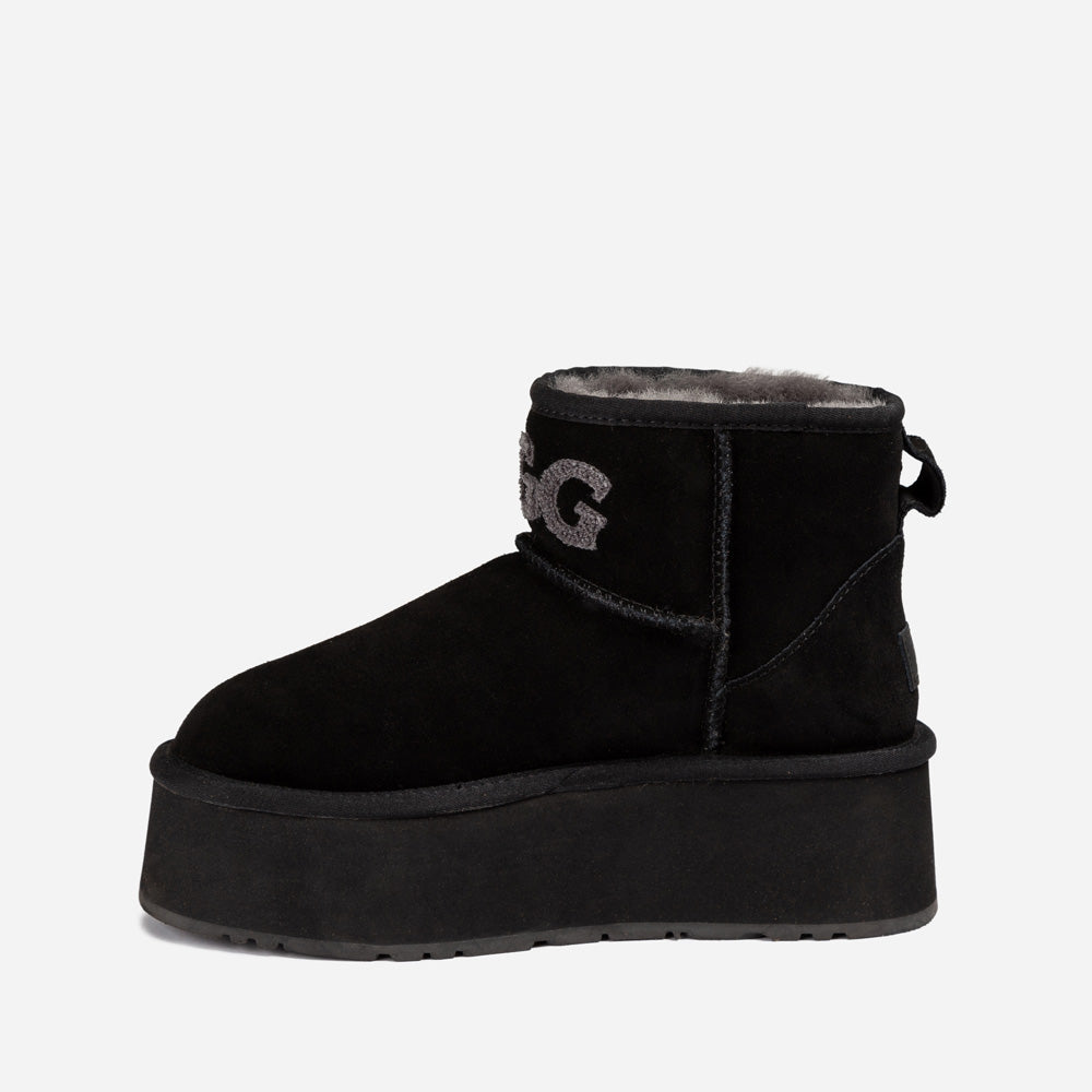 Ugg Classic Platform Knit Logo Mini Boots (Water Resistant) (5cm)-PEROZ Accessories