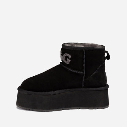 Ugg Classic Platform Knit Logo Mini Boots (Water Resistant) (5cm)-PEROZ Accessories