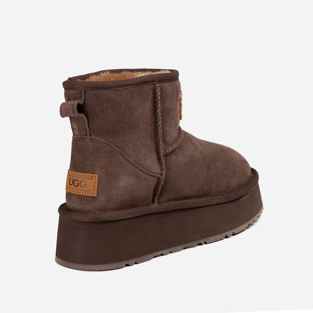 Ugg Classic Platform Knit Logo Mini Boots (Water Resistant)(4cm)-PEROZ Accessories