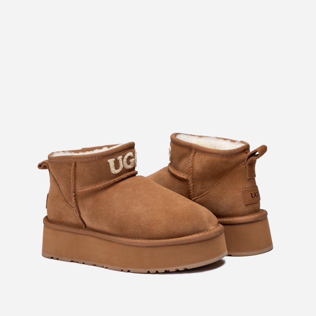 Ugg Classic Platform Knit Logo Ultra Mini Boots (Water Resistant)(4cm)-LADIES UGG-PEROZ Accessories