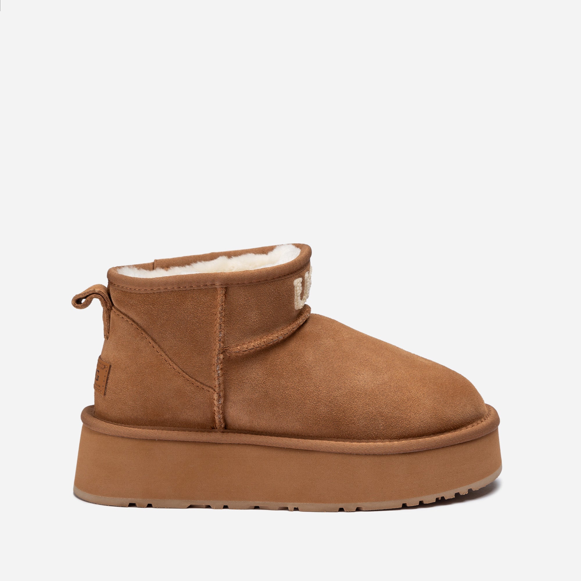 Ugg Classic Platform Knit Logo Ultra Mini Boots (Water Resistant)(4cm)-LADIES UGG-PEROZ Accessories