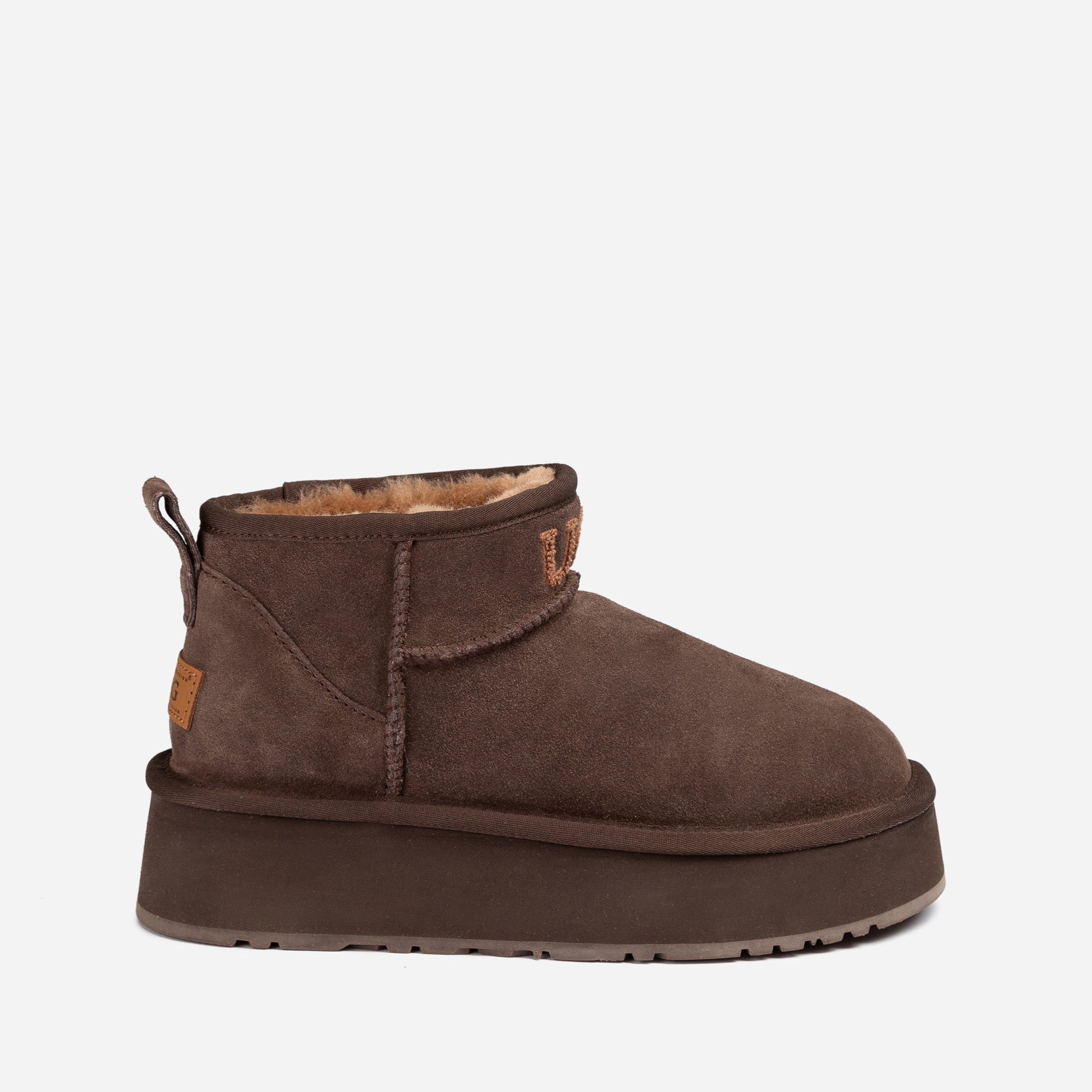 Ugg Classic Platform Knit Logo Ultra Mini Boots (Water Resistant)(4cm)-LADIES UGG-PEROZ Accessories