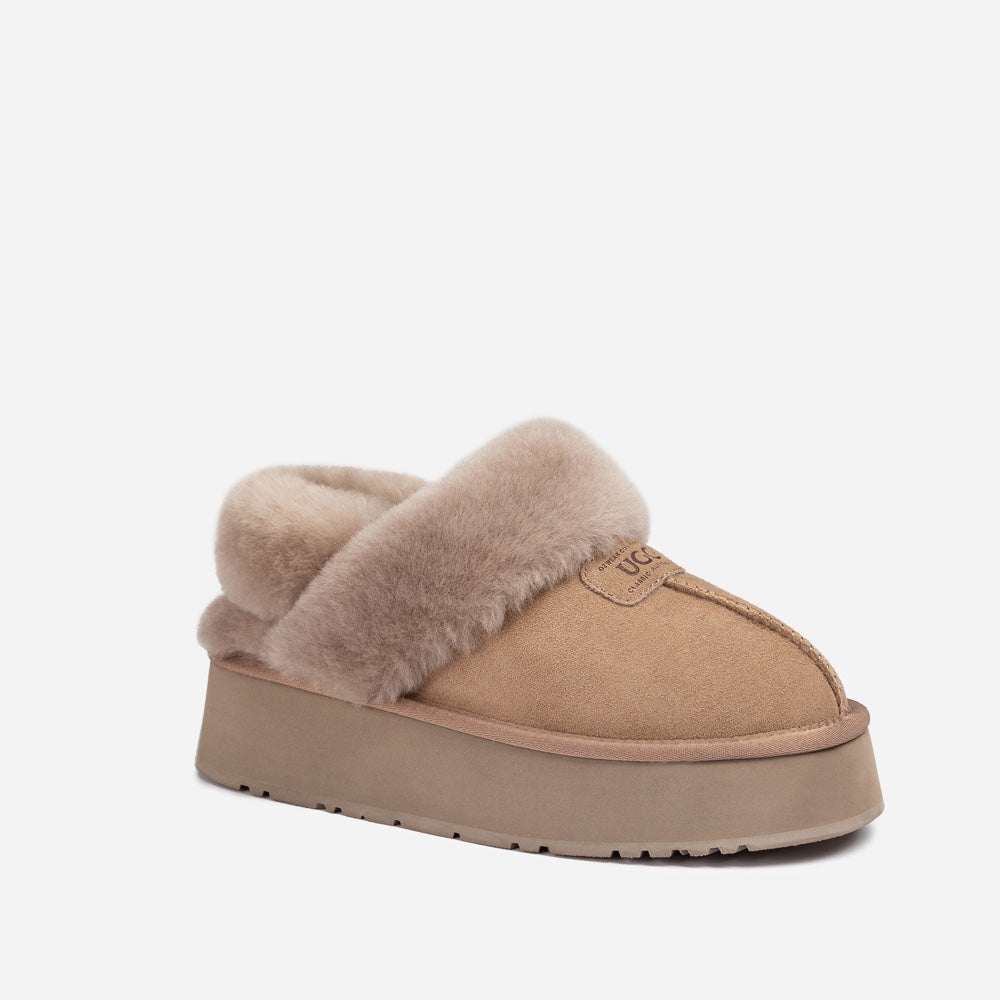 Ugg Coquette Platform Slipper (Elastic Logo &amp; Wool Strap) (Detachable Feature)-LADIES UGG-PEROZ Accessories