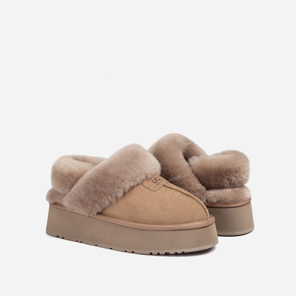 Ugg Coquette Platform Slipper (Elastic Logo &amp; Wool Strap) (Detachable Feature)-LADIES UGG-PEROZ Accessories