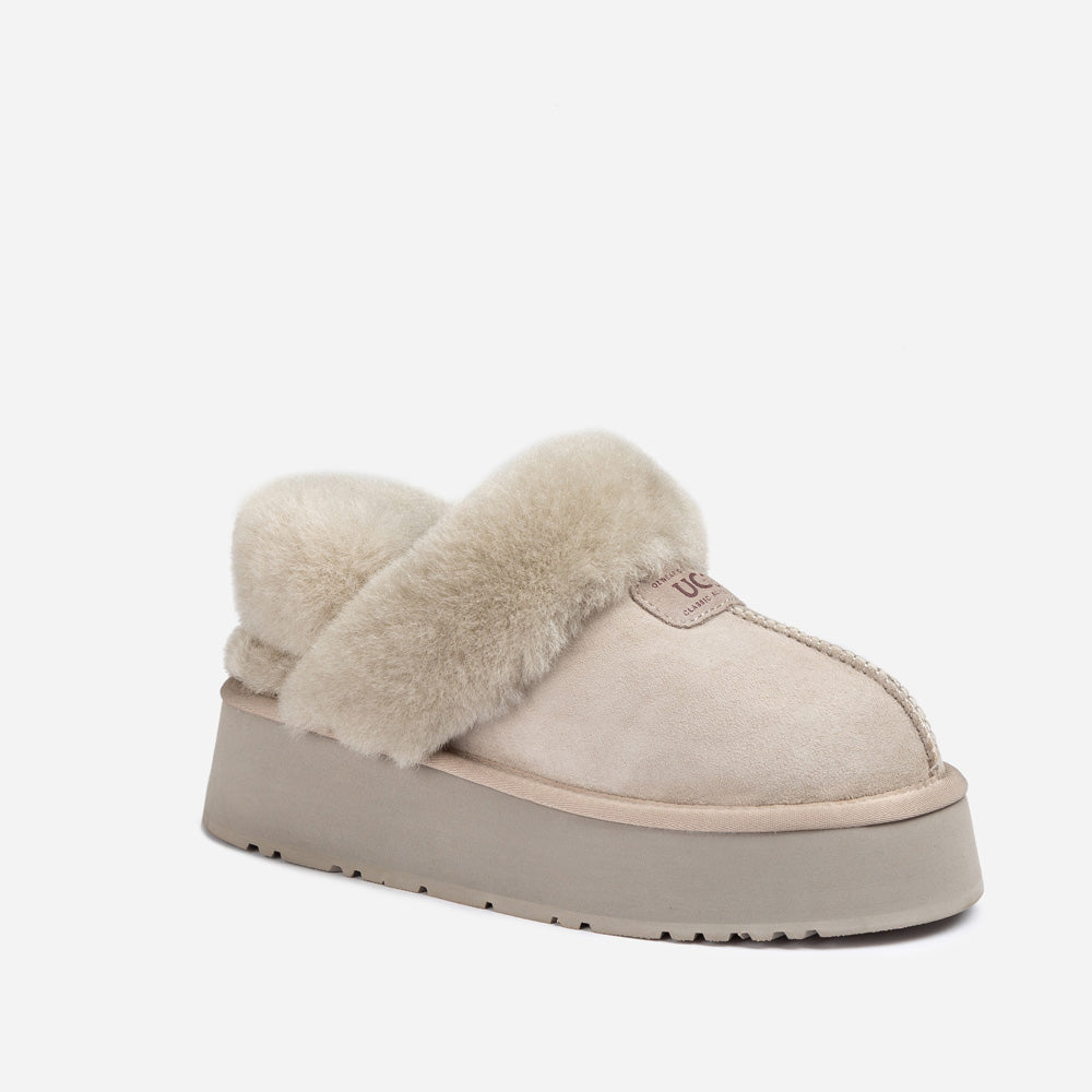 Ugg Coquette Platform Slipper (Elastic Logo &amp; Wool Strap) (Detachable Feature)-LADIES UGG-PEROZ Accessories