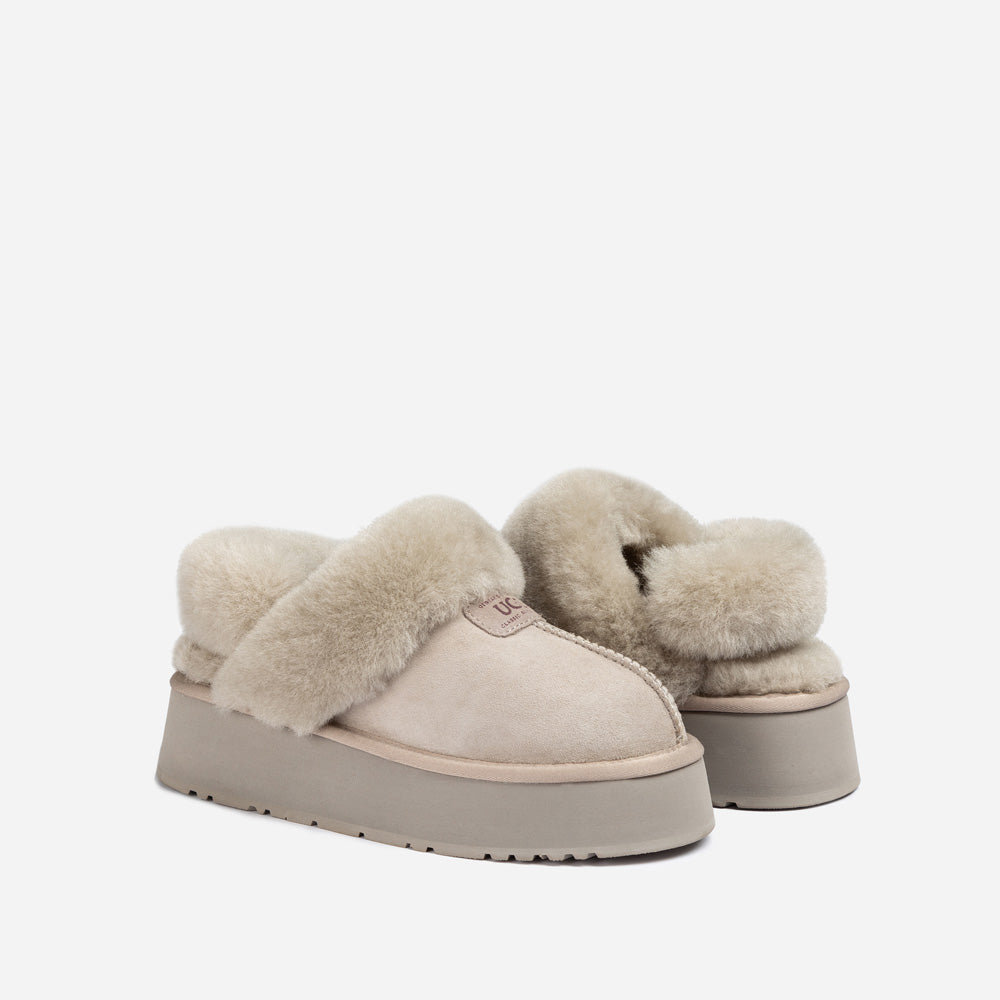 Ugg Coquette Platform Slipper (Elastic Logo &amp; Wool Strap) (Detachable Feature)-LADIES UGG-PEROZ Accessories