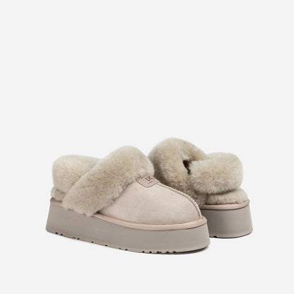 Ugg Coquette Platform Slipper (Elastic Logo &amp; Wool Strap) (Detachable Feature)-LADIES UGG-PEROZ Accessories
