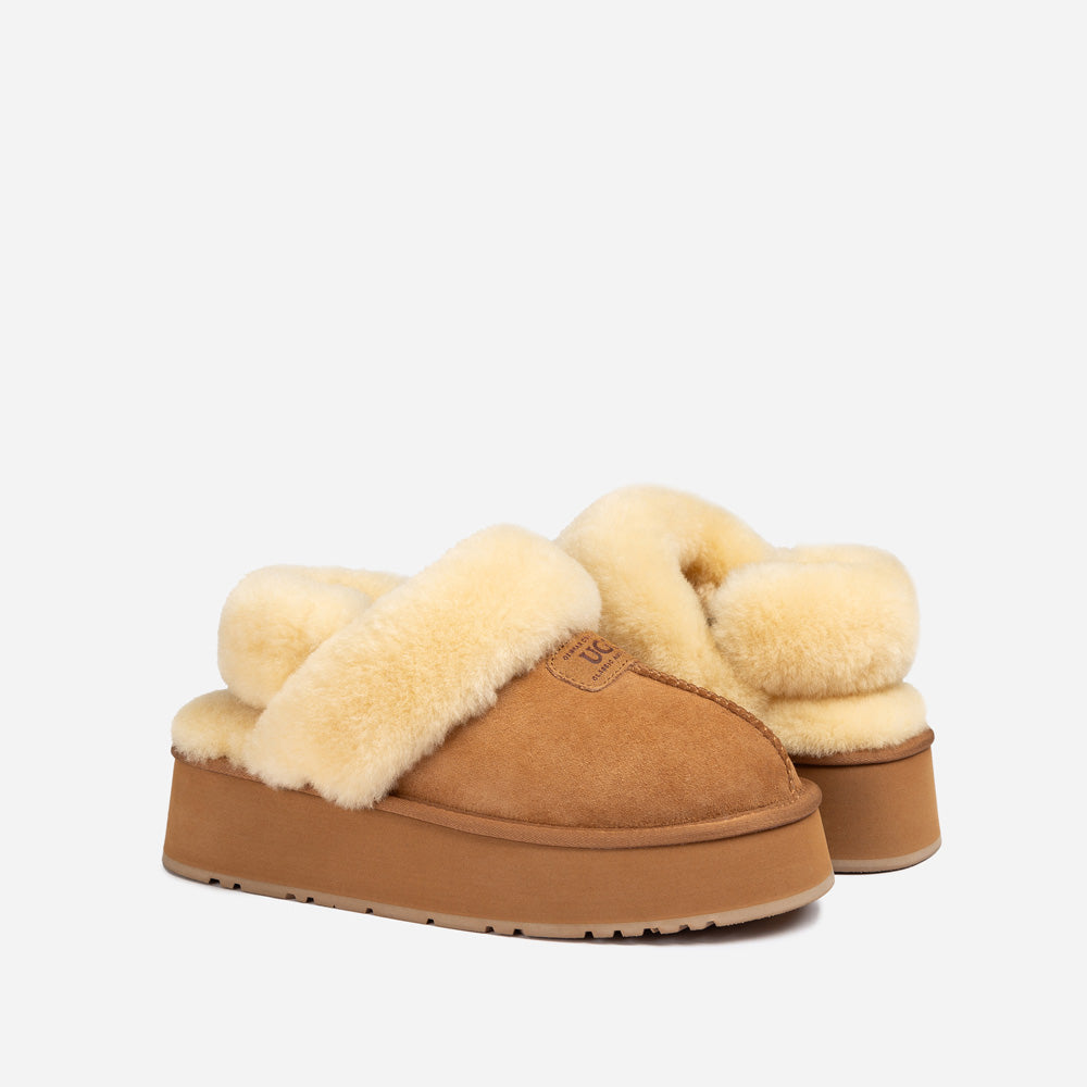 Ugg Coquette Platform Slipper (Elastic Logo &amp; Wool Strap) (Detachable Feature)-LADIES UGG-PEROZ Accessories