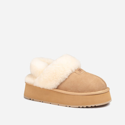 Ugg Coquette Platform Slipper (Elastic Logo &amp; Wool Strap) (Detachable Feature)-LADIES UGG-PEROZ Accessories